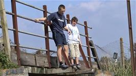 Ashley and James on the bridge over the Cripps River at our lunch spot near East Huntspill
